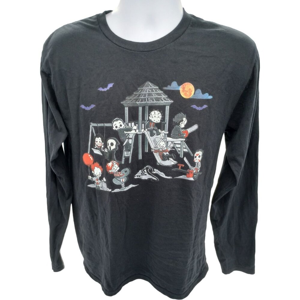 Port & Company Halloween Long Sleeve T-shirt Womens Medium Horror Movie Villains